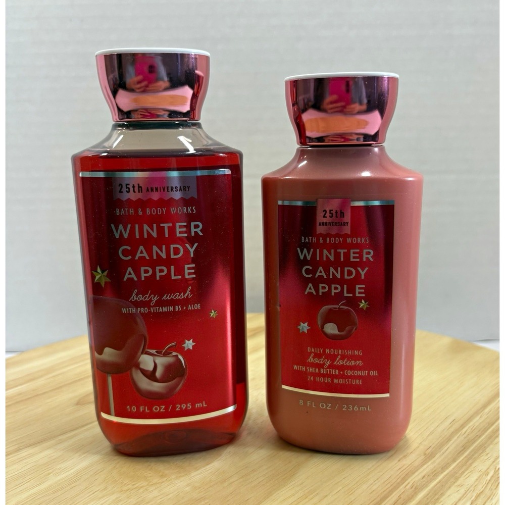 Bath & Body Works Winter Candy Apple Body Wash 10 oz + Lotion 8 oz Set